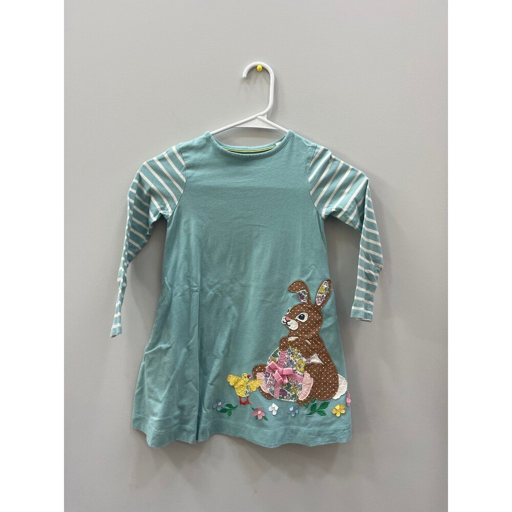 Mini Boden Bunny Easter Appliqué Long Sleeve Tunic Dress 4/5